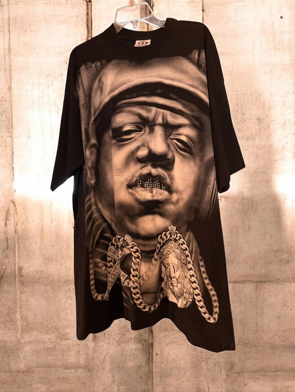 Black Graphic Biggie Portrait T-Shirt With Bling